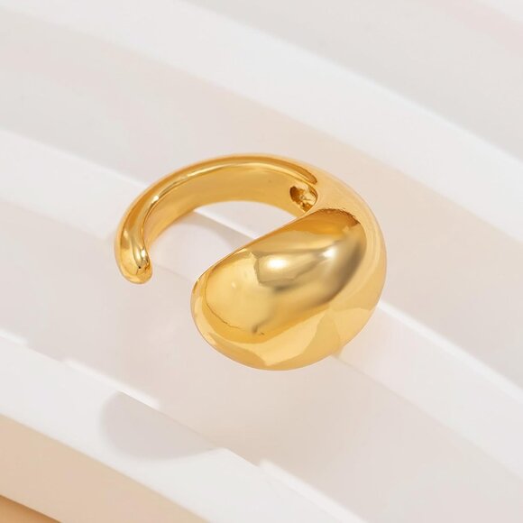 Trendy 14K Gold Chunky Non-Piercing Round Huggie Ear Cuffs for Women, Clip-On Ca - Picture 5 of 6